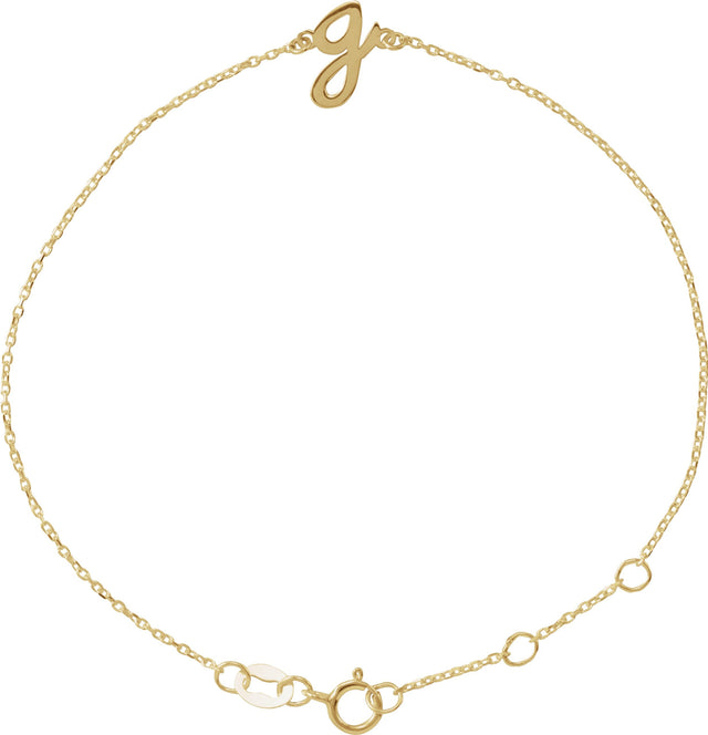 14K Gold Initial G Script Bracelet - Yellow Gold