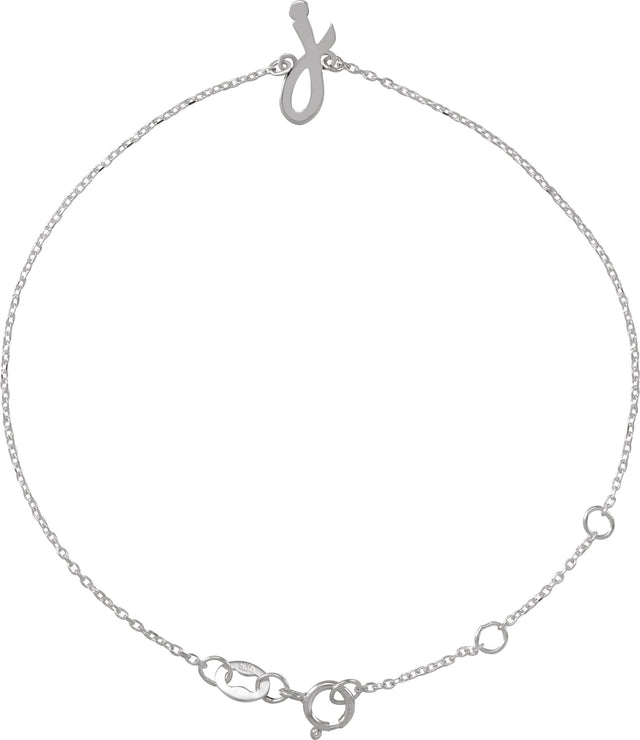 Platinum Initial J Script Bracelet