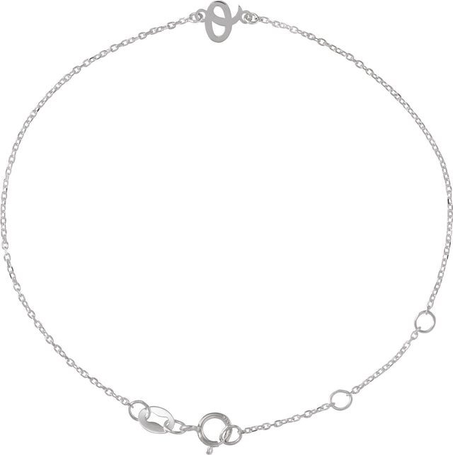 Platinum Initial O Script Bracelet
