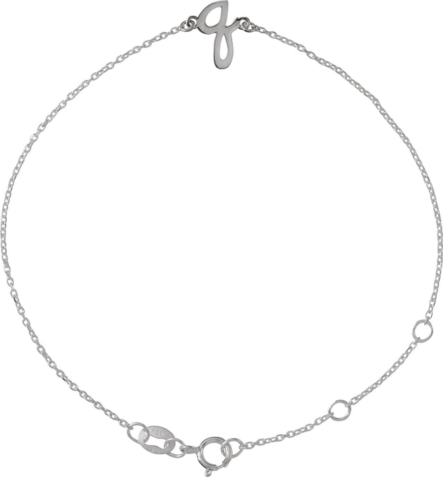 14K Gold Initial Q Script Bracelet - White Gold