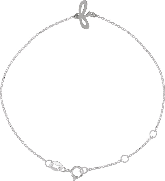 Platinum Initial F Script Bracelet