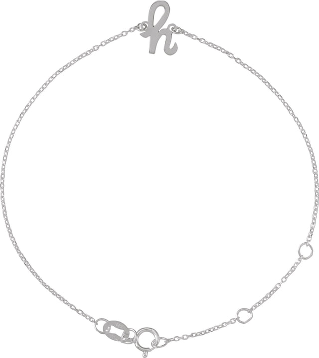 Platinum Initial H Script Bracelet