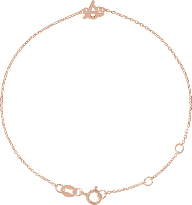 14K Gold Initial S Script Bracelet - Rose Gold