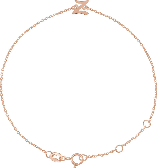 14K Gold Initial Z Script Bracelet - Rose Gold