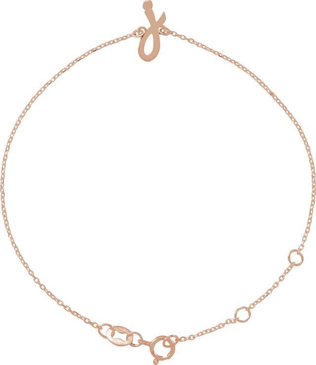 14K Gold Initial J Script Bracelet - Rose Gold