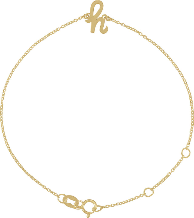 14K Gold Initial H Script Bracelet - Yellow Gold