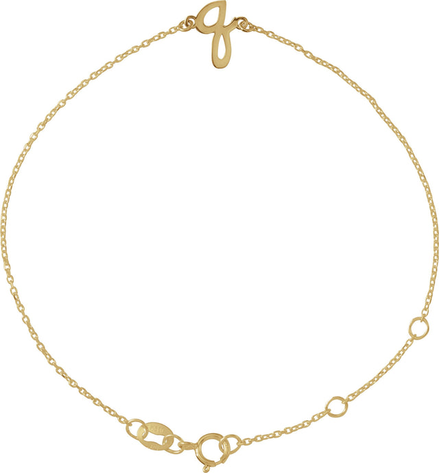 14K Gold Initial Q Script Bracelet - Yellow Gold