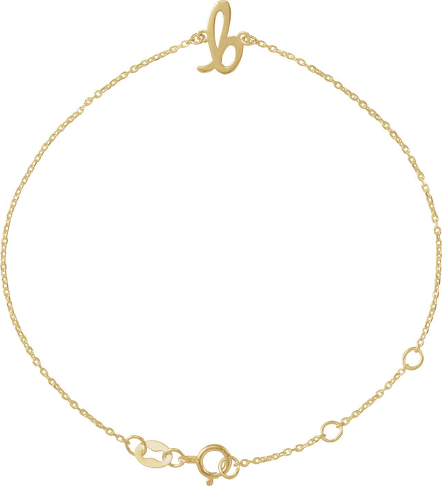 14K Gold Script Initial Bracelet - Yellow Gold