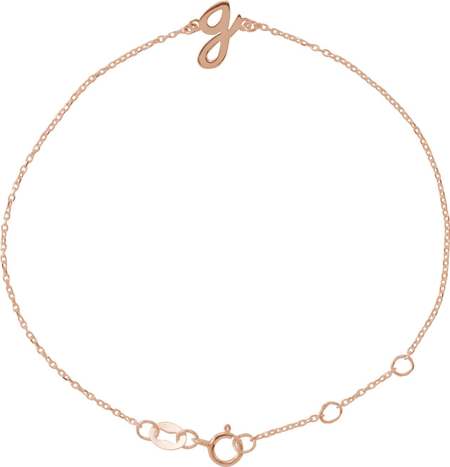 14K Gold Initial G Script Bracelet - Rose Gold