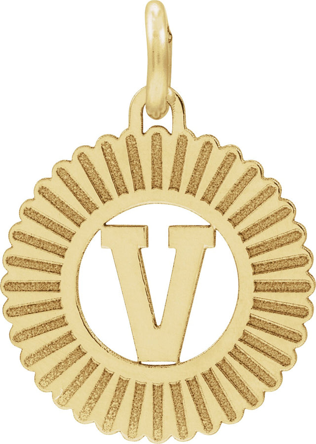 10K Gold Initial V Pendant - Yellow Gold