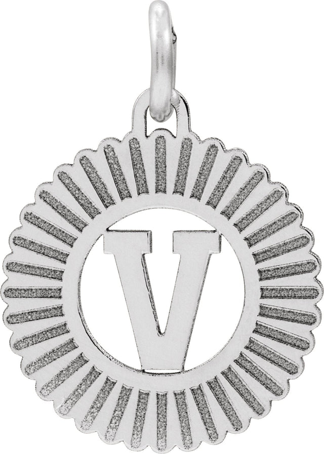 10K Gold Initial V Pendant - White Gold