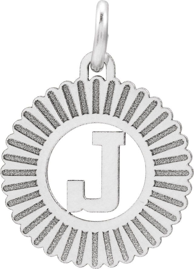 10K Gold Initial J Pendant - White Gold