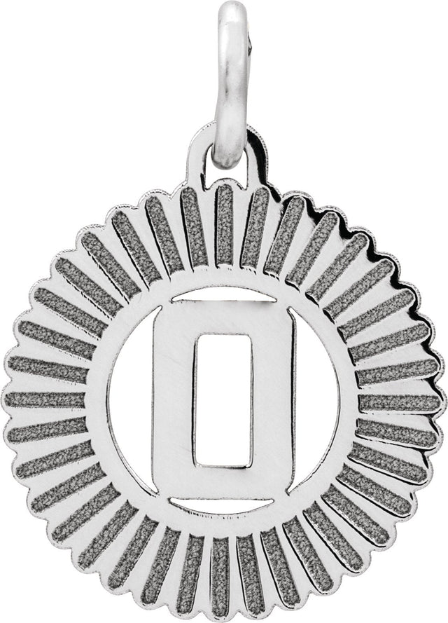 14K Gold Initial O Pendant - White Gold