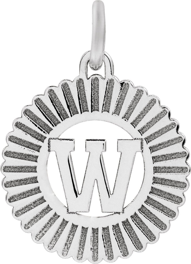 14K Gold Initial W Pendant - White Gold