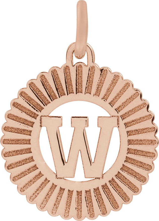 14K Gold Initial W Pendant - Rose Gold