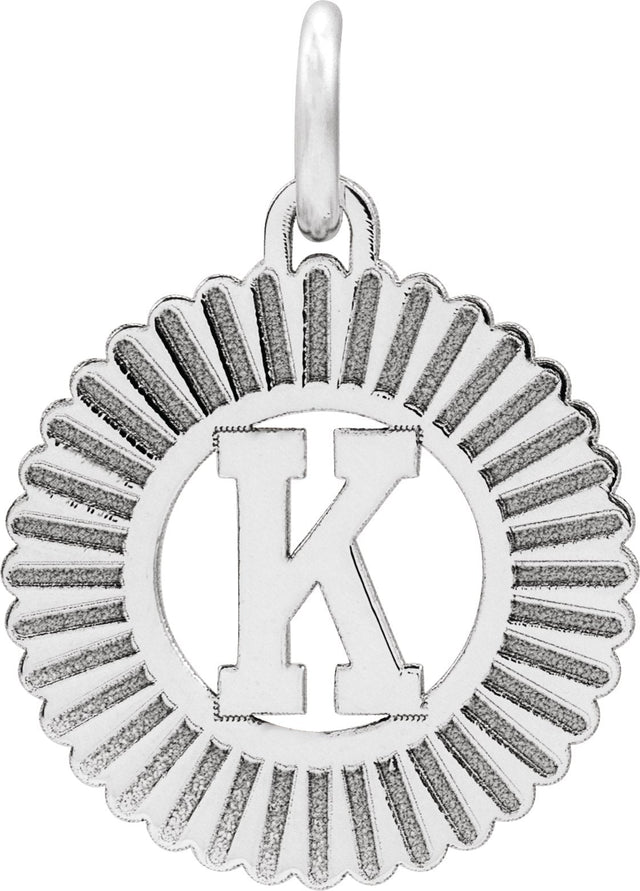 10K Gold Initial K Pendant - White Gold