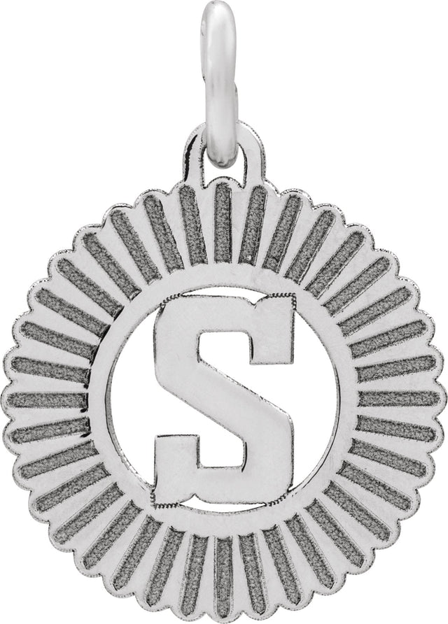 14K Gold Initial S Pendant - White Gold