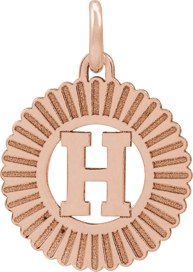 14K Gold Initial H Pendant - Rose Gold