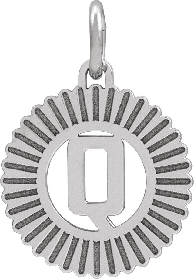 10K Gold Initial Q Pendant - White Gold
