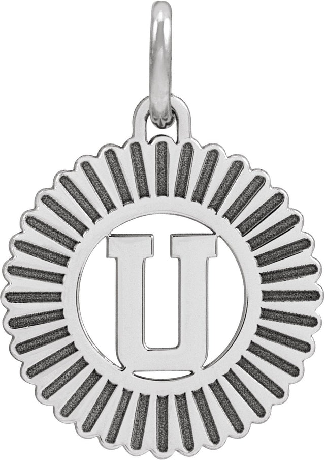 14K Gold Initial U Pendant - White Gold