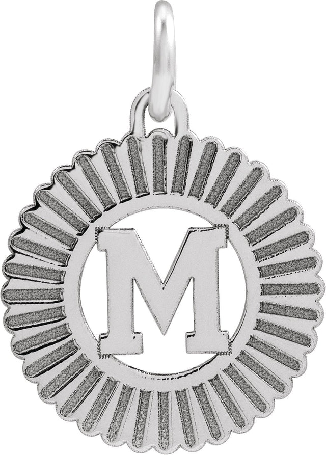 14K Gold Initial M Pendant - White Gold