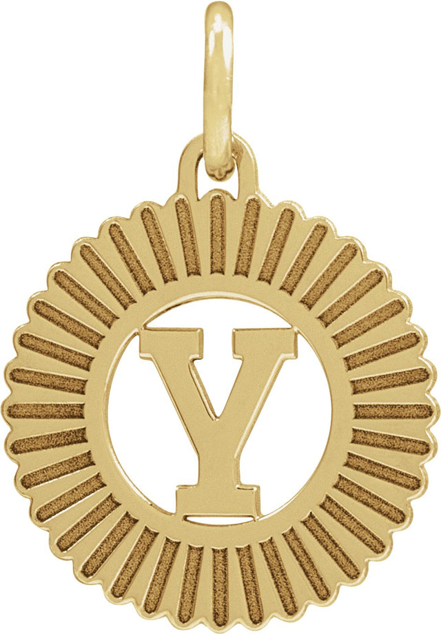 14K Gold Initial Y Pendant - Yellow Gold