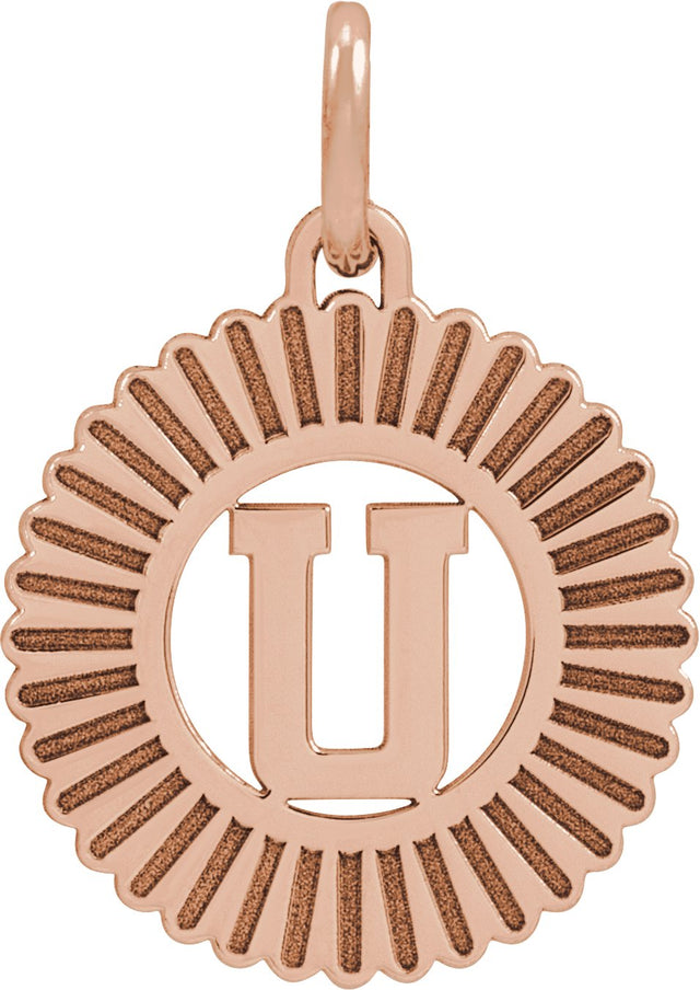 14K Gold Initial U Pendant - Rose Gold