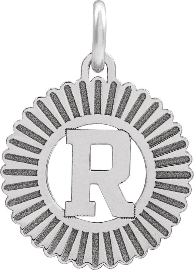 10K Gold Initial R Pendant - White Gold