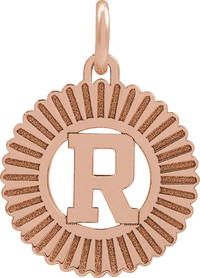 14K Gold Initial R Pendant - Rose Gold