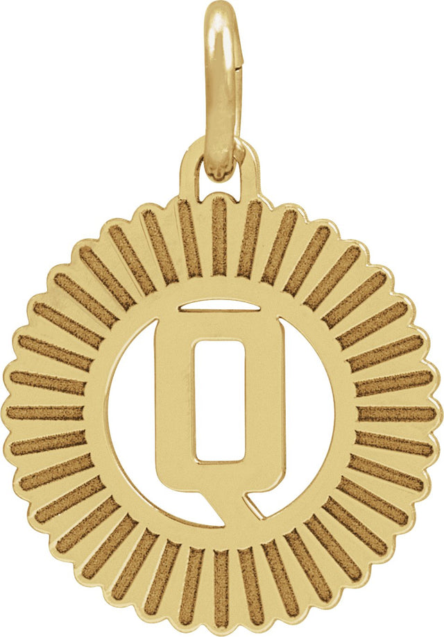 10K Gold Initial Q Pendant - Yellow Gold