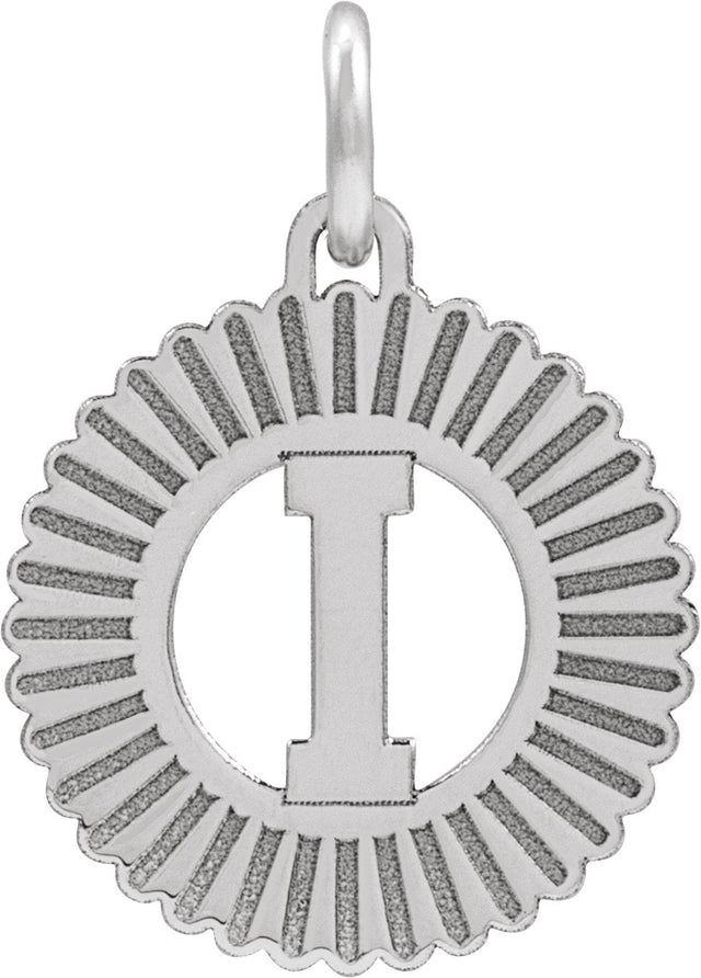 14K Gold Initial I Pendant - White Gold
