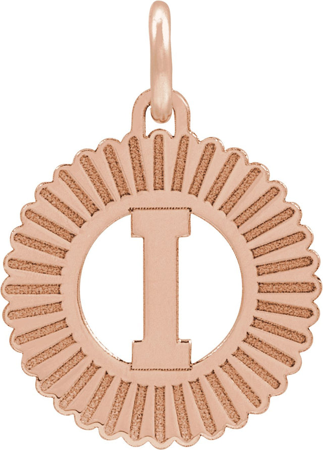 14K Gold Initial I Pendant - Rose Gold