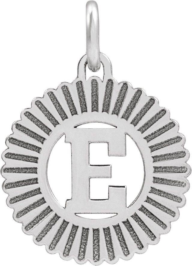 10K Gold Initial E Pendant - White Gold