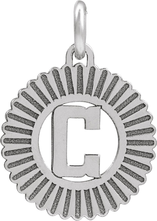 14K Gold Initial C Pendant - White Gold