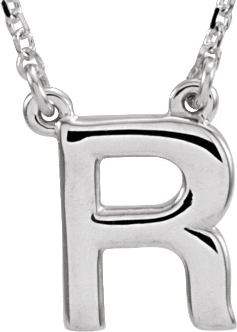 14K Gold Initial R Necklace - White Gold