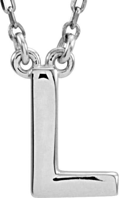 14K Gold Initial L Necklace - White Gold