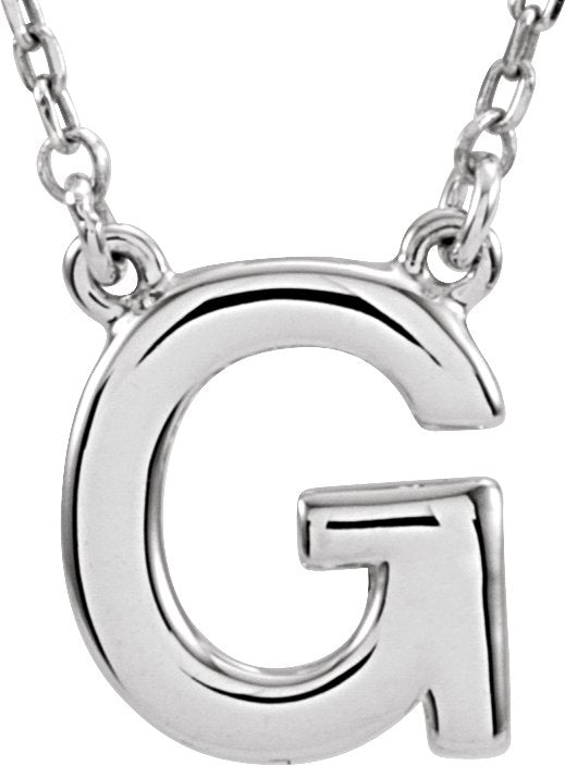 14K Gold Initial G Necklace - White Gold