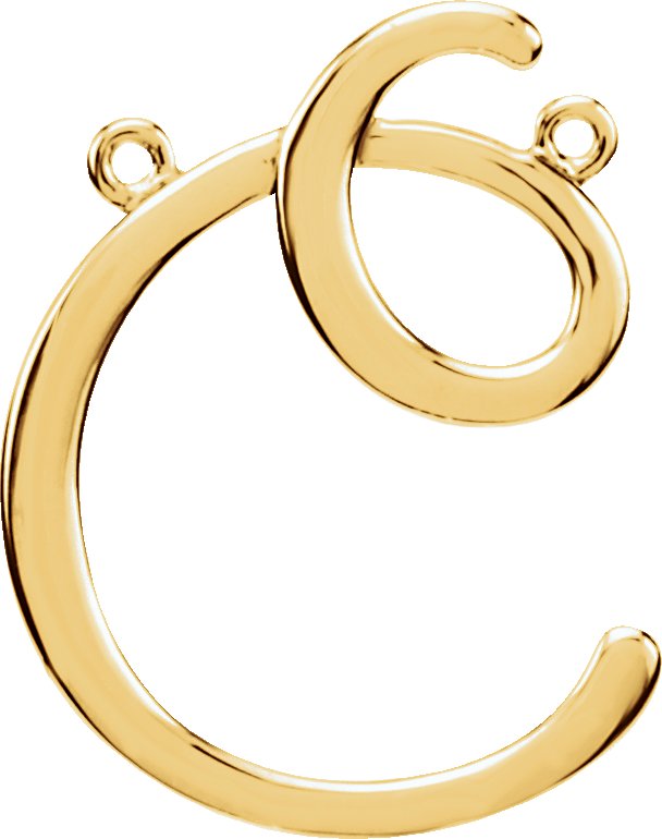 18K Gold Initial C Script Necklace - Yellow Gold
