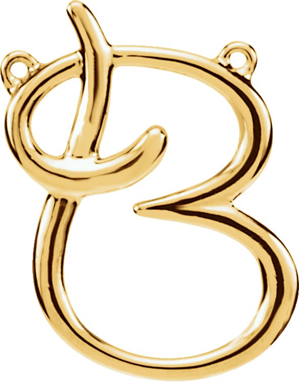 10K Gold Initial B Script Necklace - Yellow Gold
