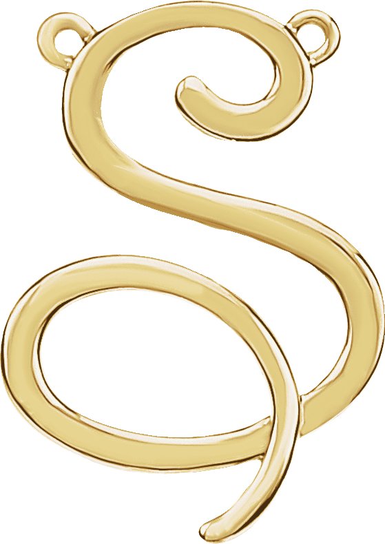 10K Gold Initial S Script Necklace - Yellow Gold