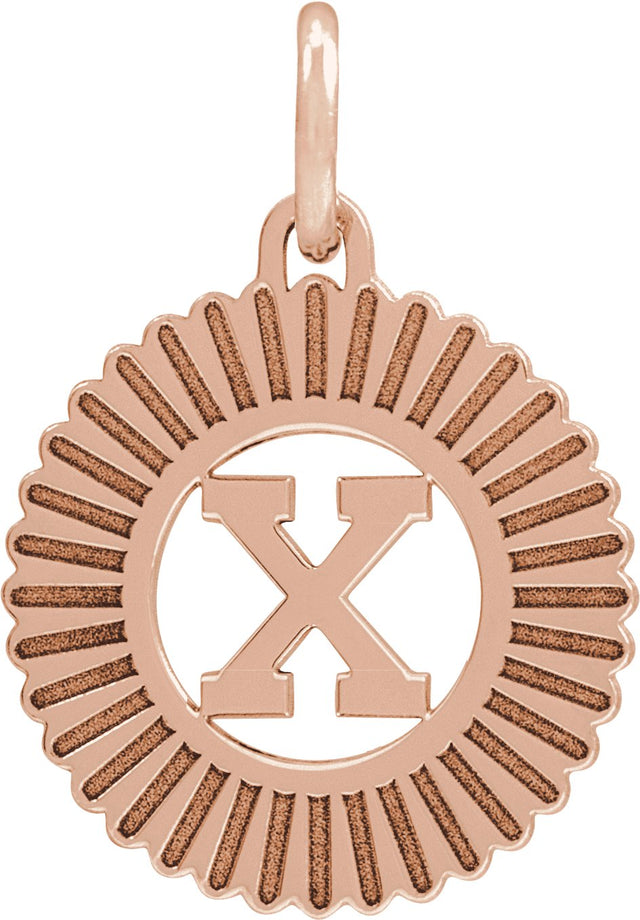 14K Gold Initial X Pendant - Rose Gold