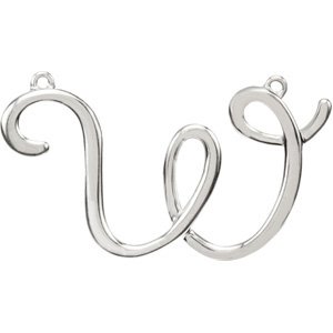 Platinum Initial W Script Necklace