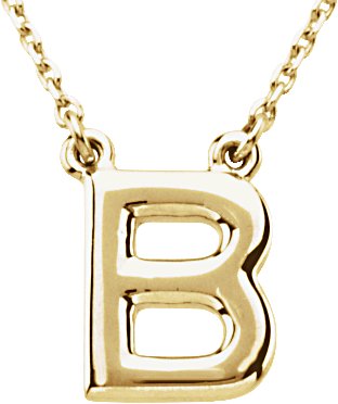 14K Gold Initial B Necklace - Yellow Gold