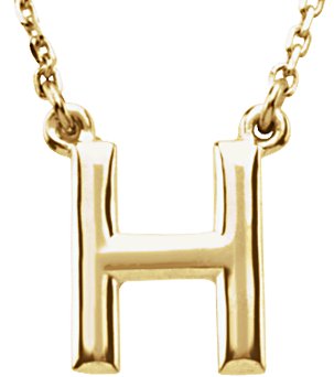 14K Gold Initial H Necklace - Yellow Gold