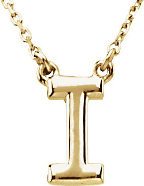 14K Gold Initial I Necklace - Yellow Gold