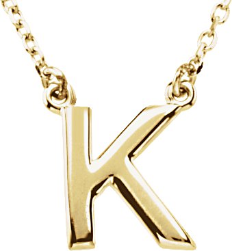 14K Gold Initial K Necklace - Yellow Gold