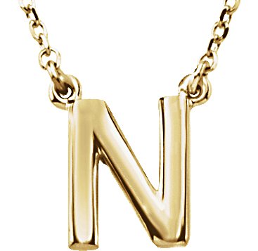 14K Gold Initial Necklace - Yellow Gold