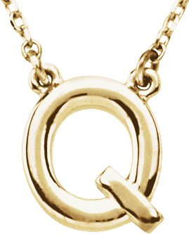14K Gold Initial Q Necklace - Yellow Gold