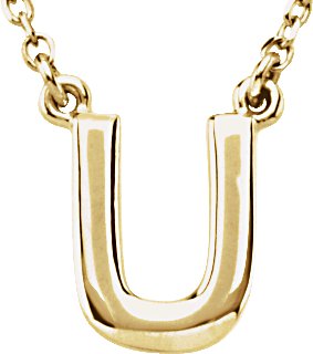 14K Gold Initial U Necklace - Yellow Gold