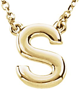 14K Gold Initial S Necklace - Yellow Gold